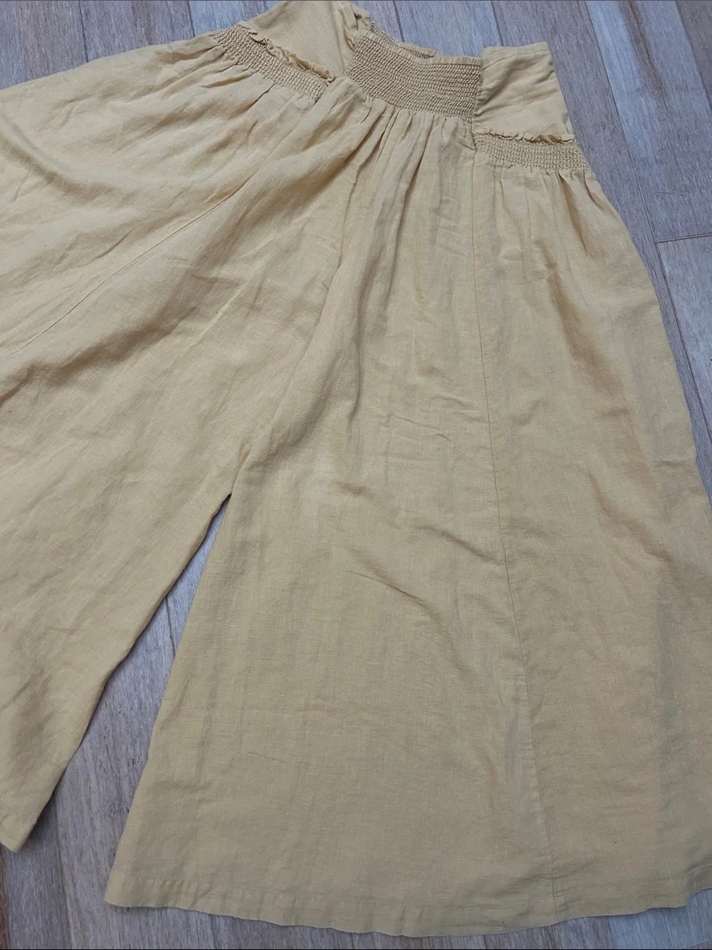Free People Linen Blend Wide-Leg Pull-On Pants in Mustard Yellow size XS